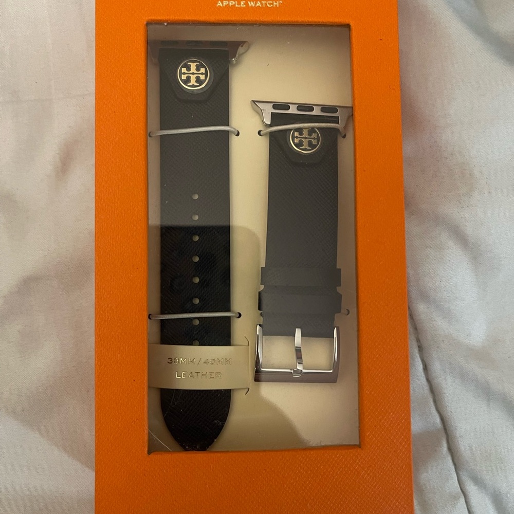 Tory Burch Black Leather Apple Watch Band